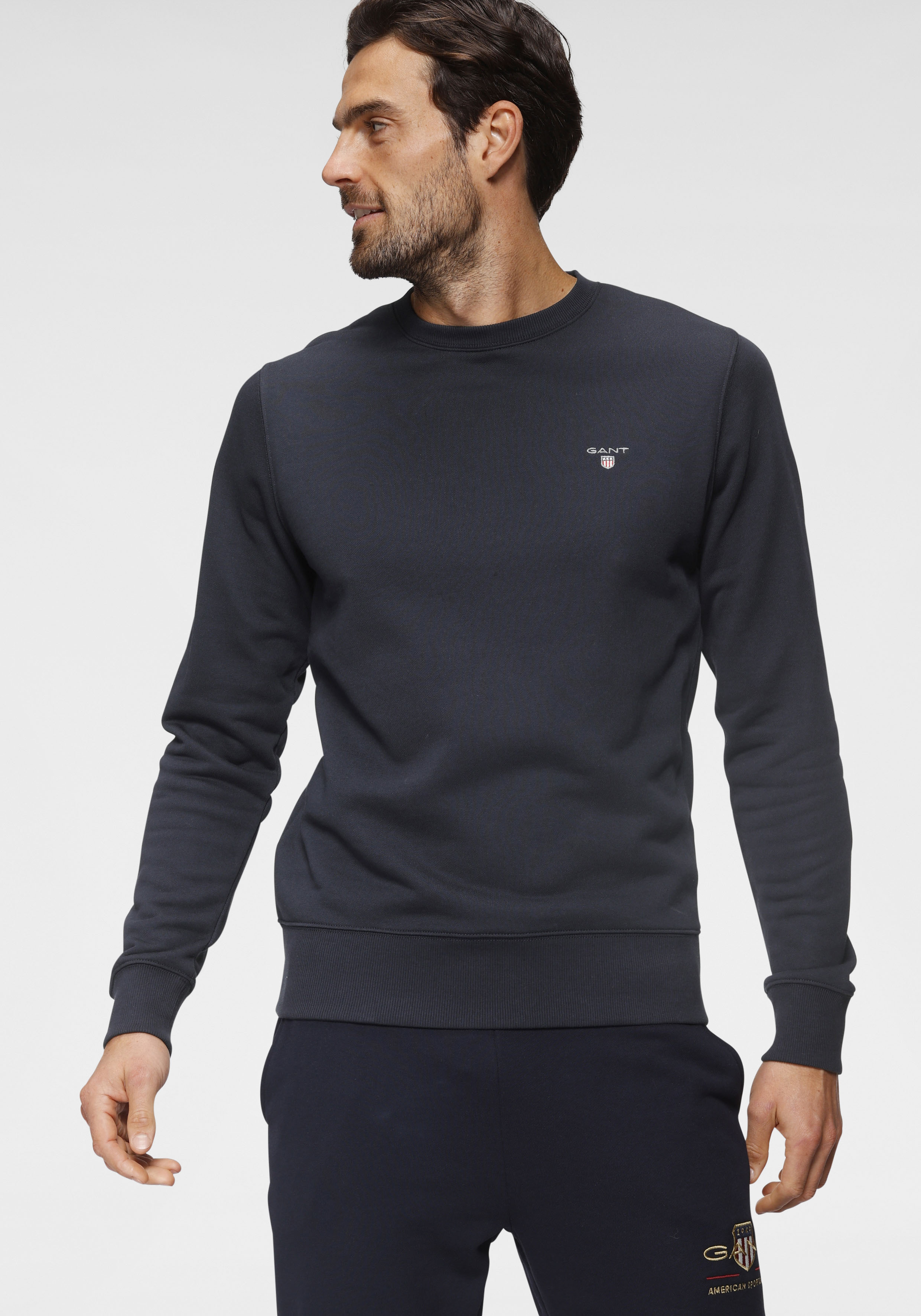 Gant Sweatshirt "ORIGINAL C-NECK SWEAT", mit Rippbündchen an Saum und Ärmel günstig online kaufen