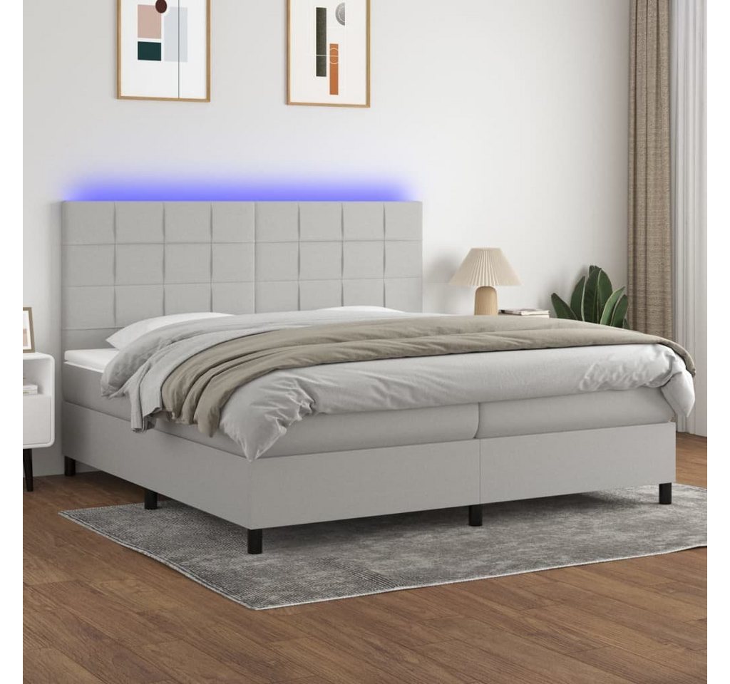 vidaXL Boxspringbett Boxspringbett mit Matratze LED Hellgrau 200x200 cm Sto günstig online kaufen