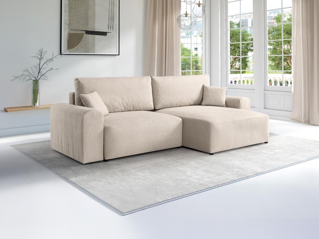 Ecksofa mit Schlaffunktion - Ecke wechselbar - Stoff - Beige - ILANOR günstig online kaufen