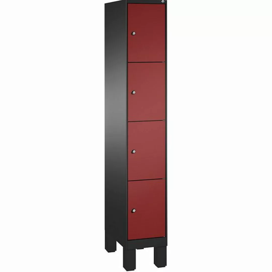 C+P Garderobenschrank HxBxT 1850 x 300 x 500 mm schwarzgrau, rubinrot günstig online kaufen