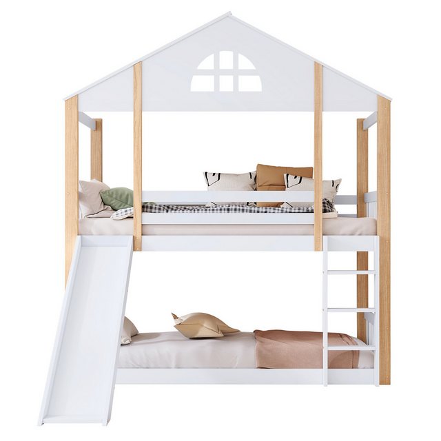 OKWISH Etagenbett Kinderbett Hausbett Holzbett Funktionsbett (mit Rutsche Z günstig online kaufen