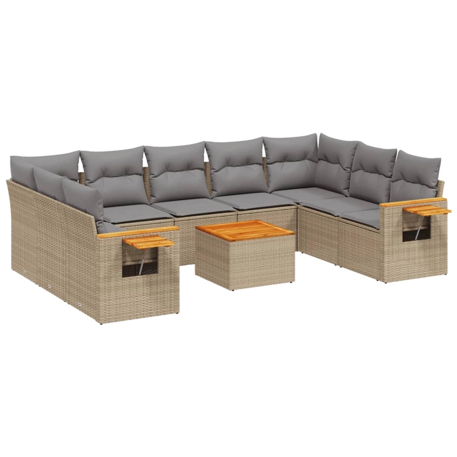 vidaXL 10-Tlg Garten-Sofagarnitur mit Kissen Beige Poly Rattan 3259525 günstig online kaufen