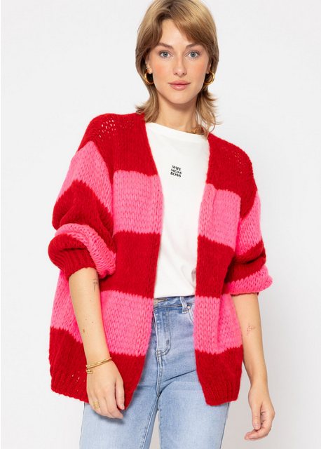 SASSYCLASSY Cardigan Gestreifte Oversize Strickjacke Damen Oversize Cardiga günstig online kaufen