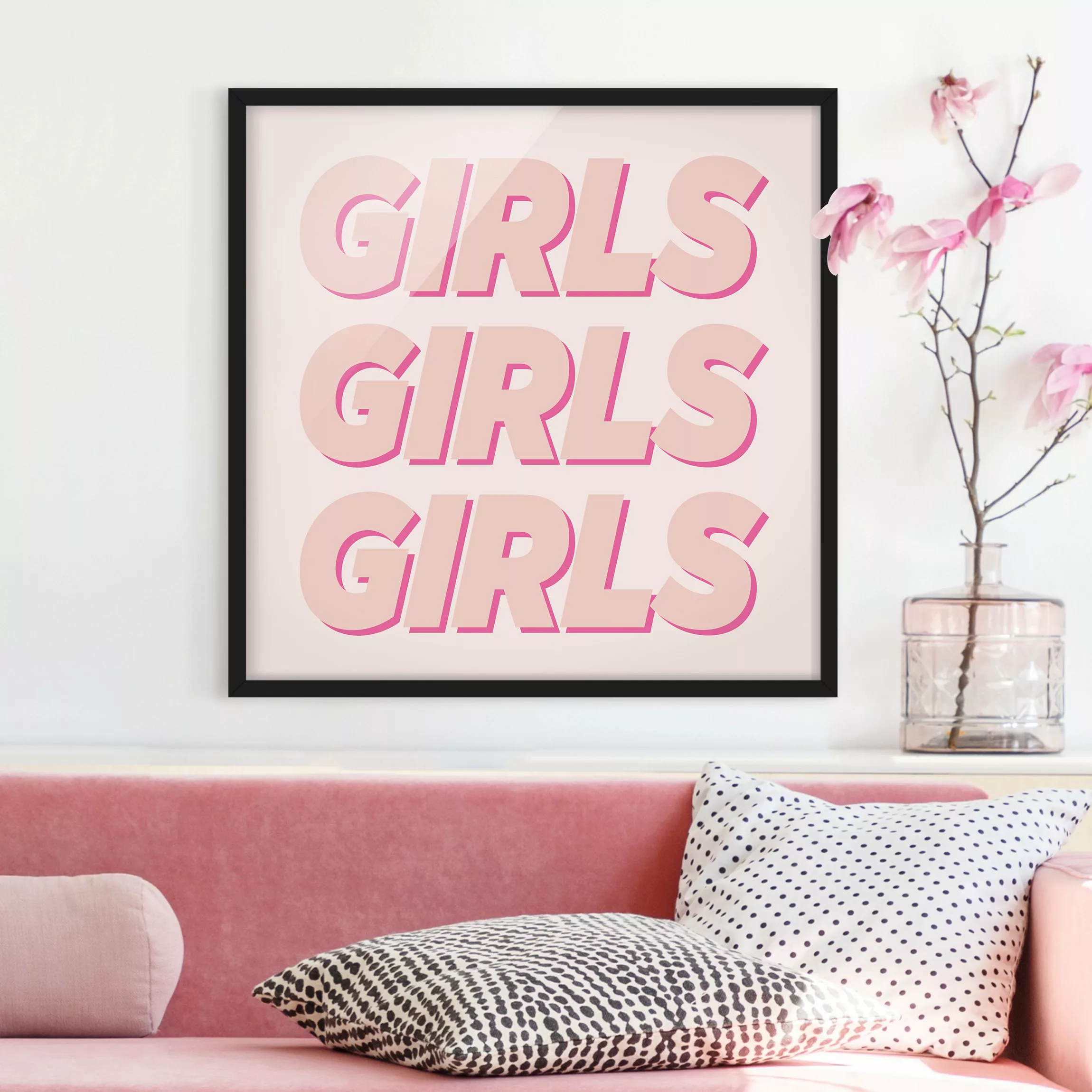 Bild mit Rahmen Spruch - Quadrat GIRLS GIRLS GIRLS günstig online kaufen