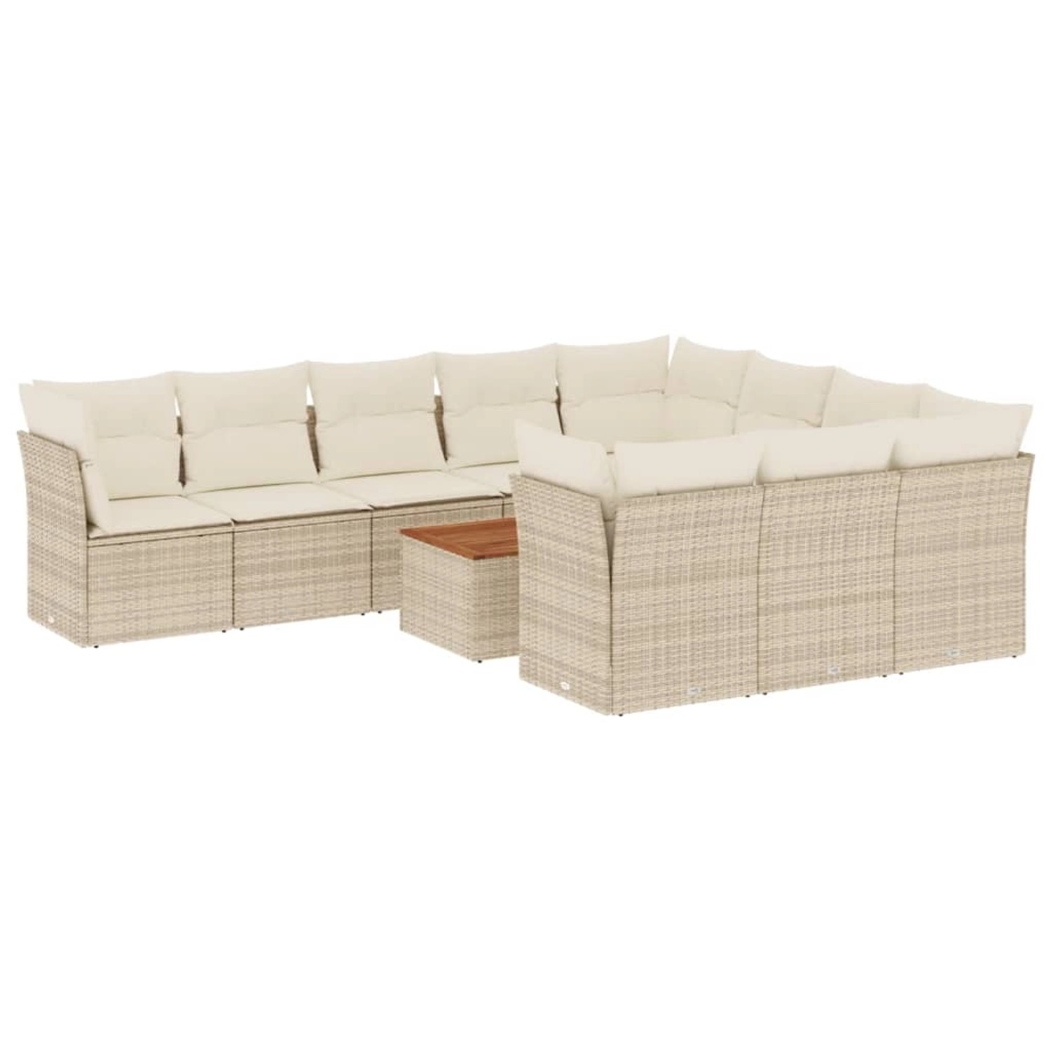 vidaXL 11-tlg Garten-Sofagarnitur mit Kissen Beige Poly Rattan Modell 128 günstig online kaufen