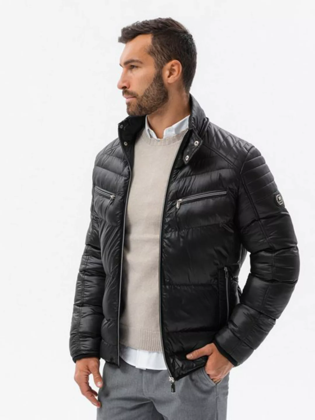 OMBRE Steppjacke Gesteppte Winterjacke für Herren mit dekorativen Reißversc günstig online kaufen