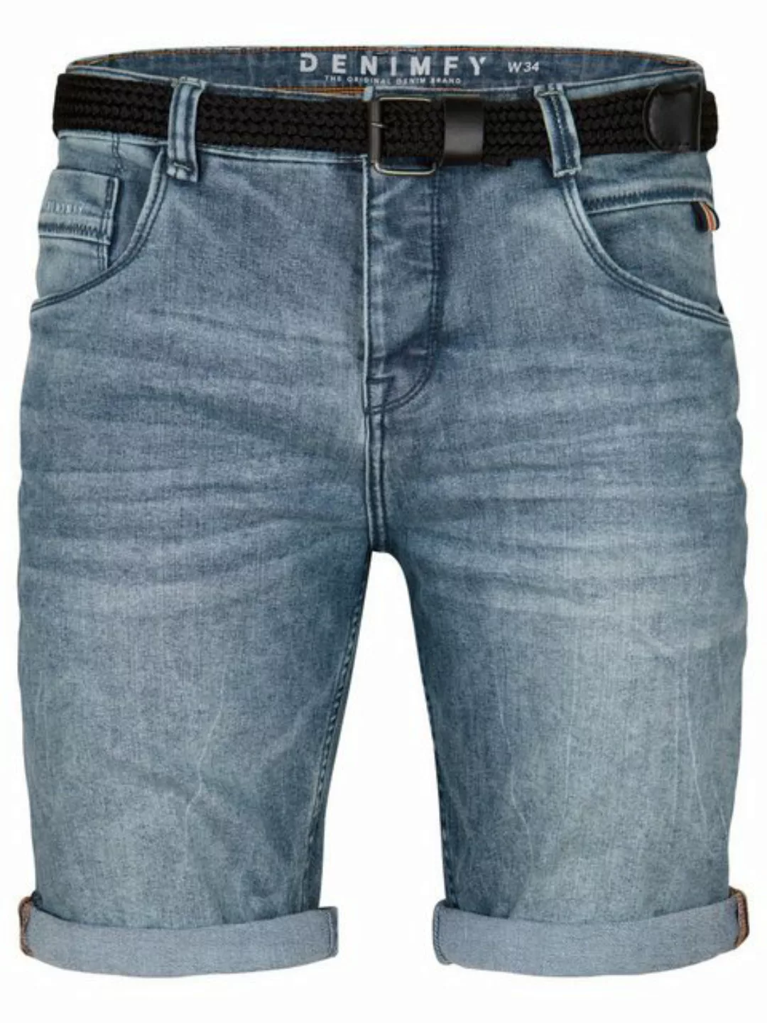 DENIMFY Jeans Shorts Herren mit Gürtel Stretch Kurz Regular Fit DFBo günstig online kaufen