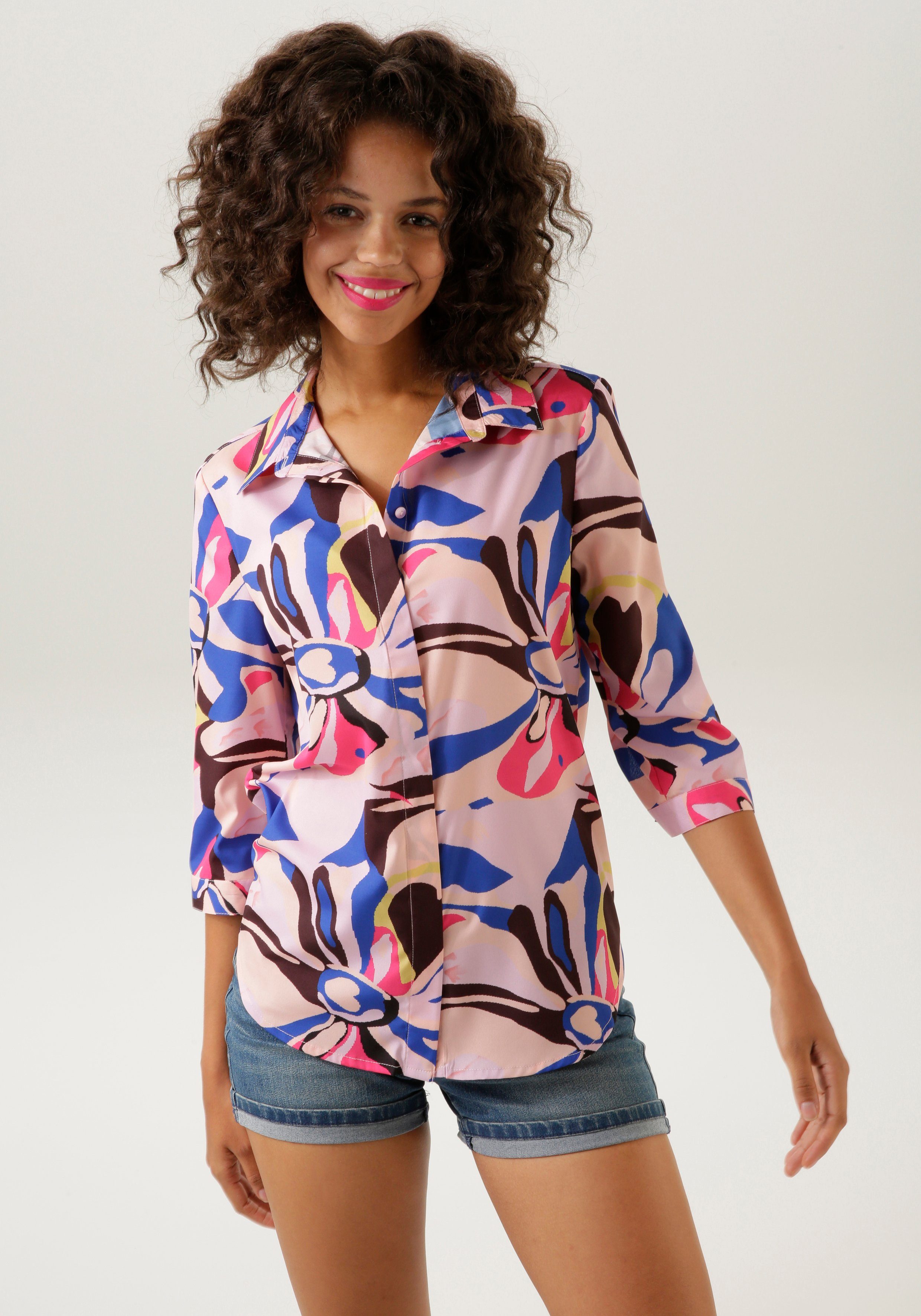 Aniston CASUAL Hemdbluse mit farbenfrohem, graphischem günstig online kaufen