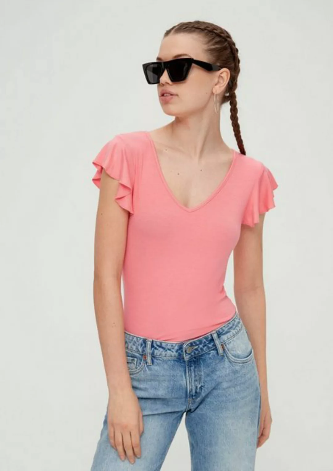 QS Kurzarmshirt Rippshirt aus Modalmix günstig online kaufen