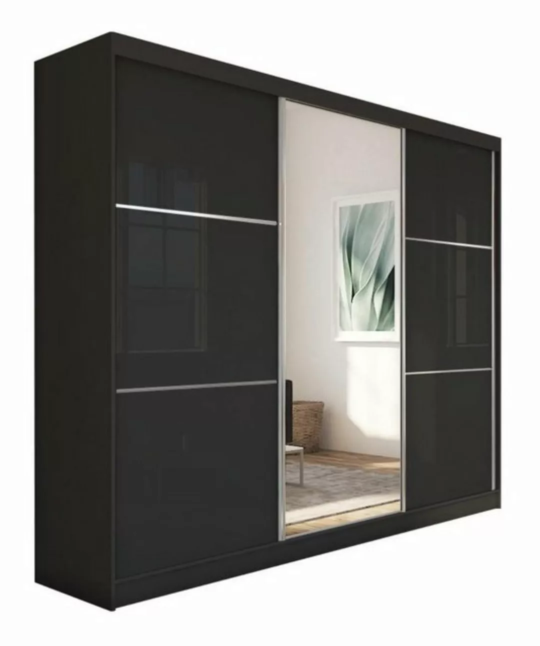 Compleo Schwebetürenschrank CINZIA, Schrank mit Lacobel Glas (240 cm, mit o günstig online kaufen