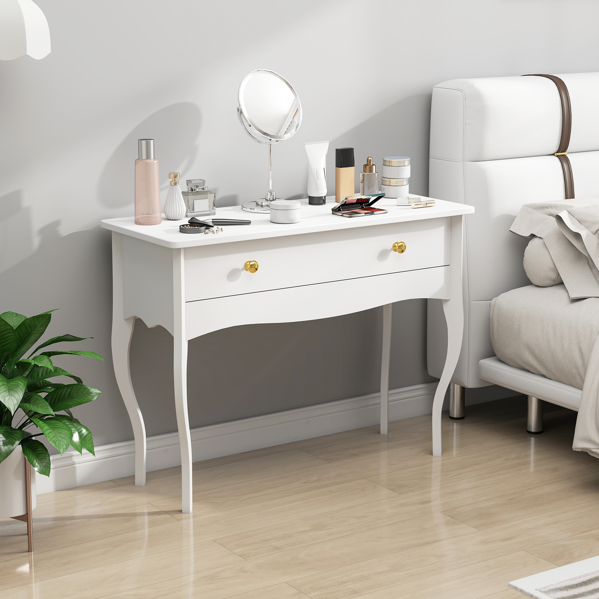 HOMCOM Schminktisch, Make-up-Tisch mit großer Schublade und geschwungenen B günstig online kaufen