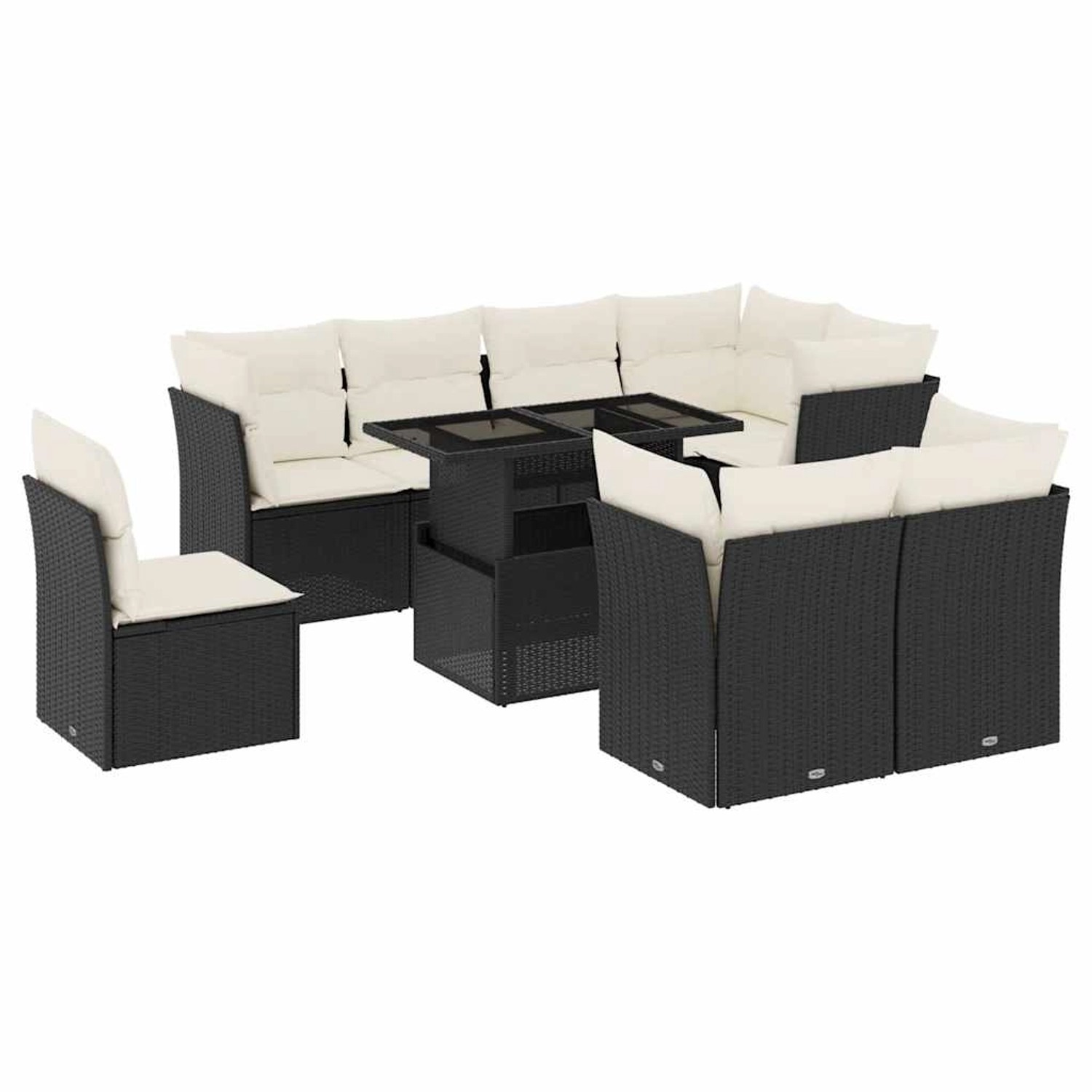 vidaXL 9-Tlg Garten-Sofagarnitur mit Kissen Schwarz Poly Rattan 3266726 günstig online kaufen
