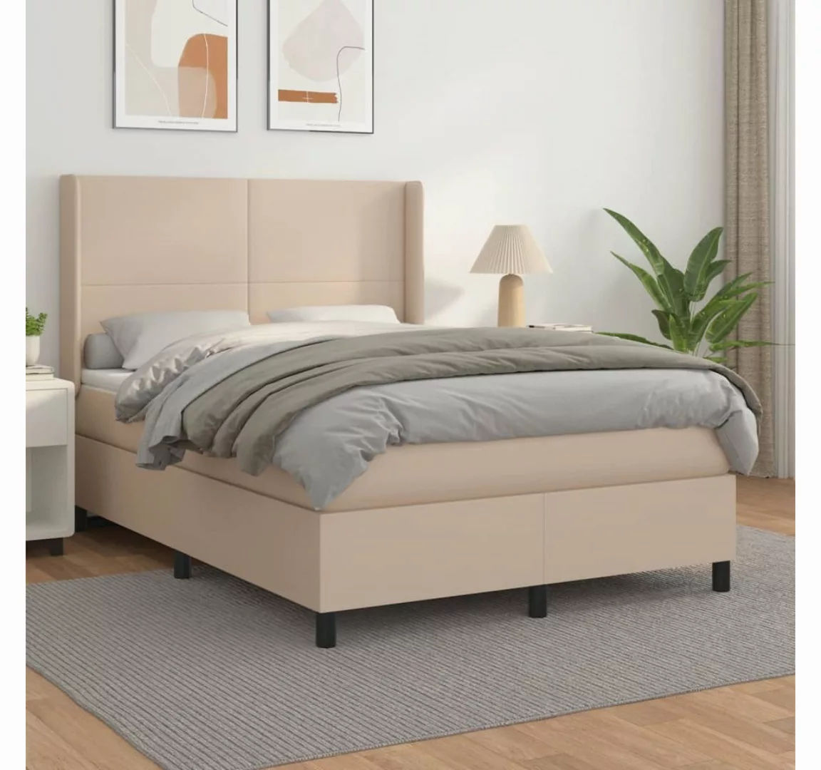 vidaXL Boxspringbett Bett Boxspringbett Kunstleder komplett mit Matratze & günstig online kaufen