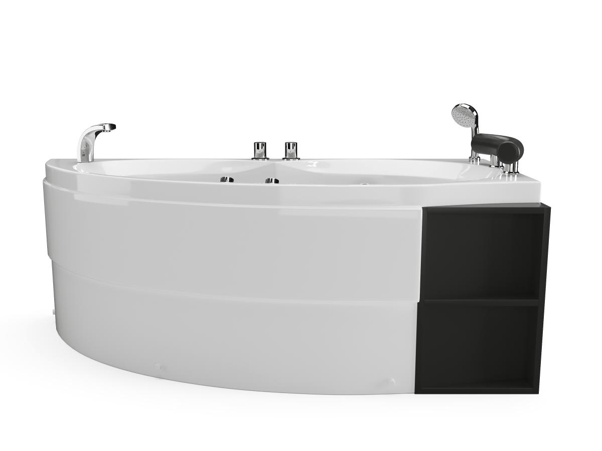 Whirlpool-Badewanne asymmetrisch - Weiß - Mit Ablagefächern - 1 Person - 15 günstig online kaufen