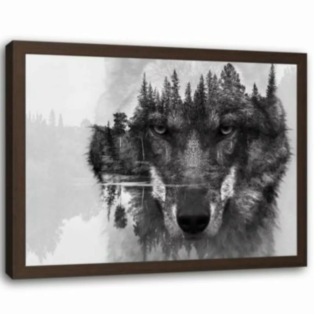 FEEBY® Kunst grauer Wolf Leinwandbilder bunt Gr. 60 x 40 günstig online kaufen