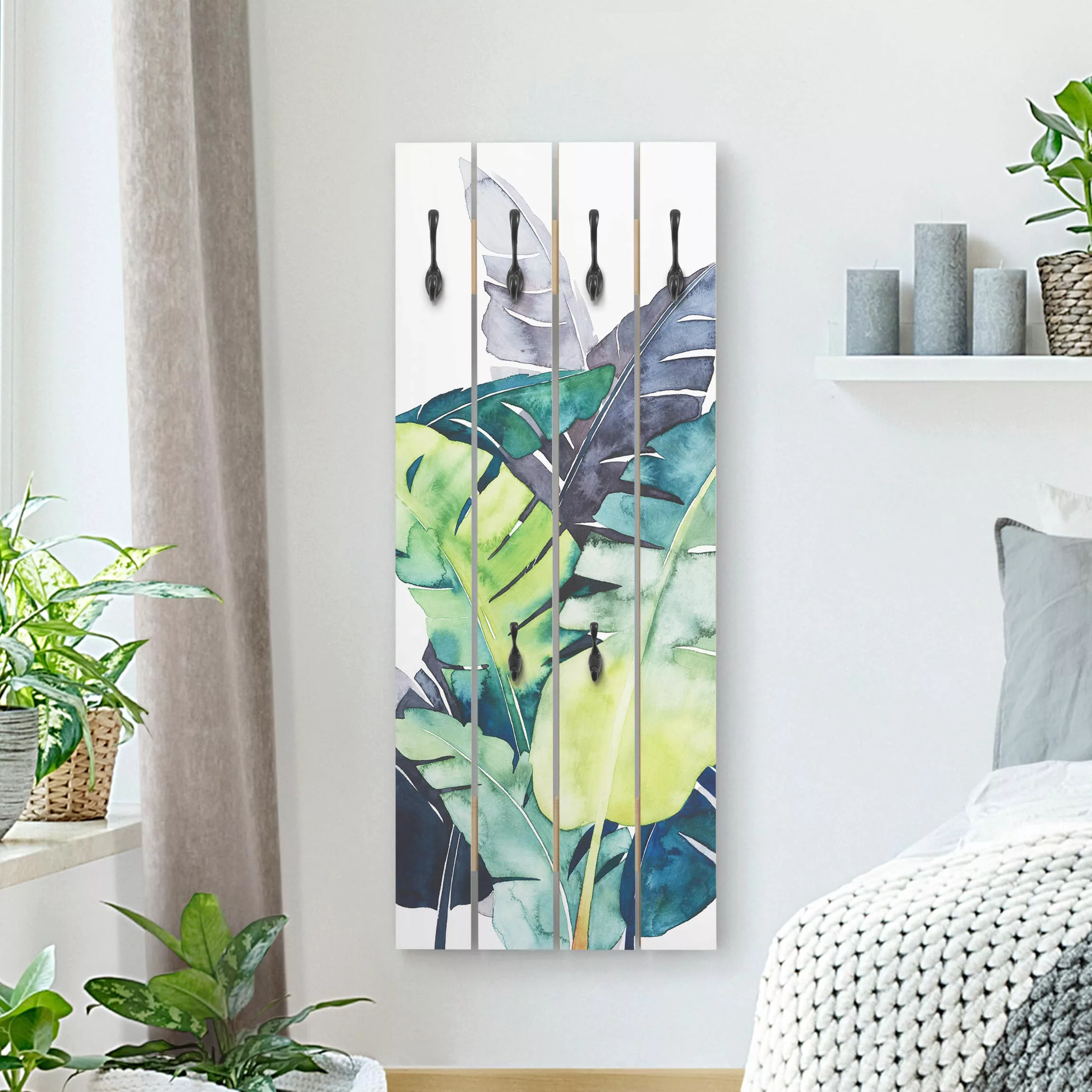 Wandgarderobe Holzpalette Botanik & Tropical Exotisches Blattwerk - Banane günstig online kaufen