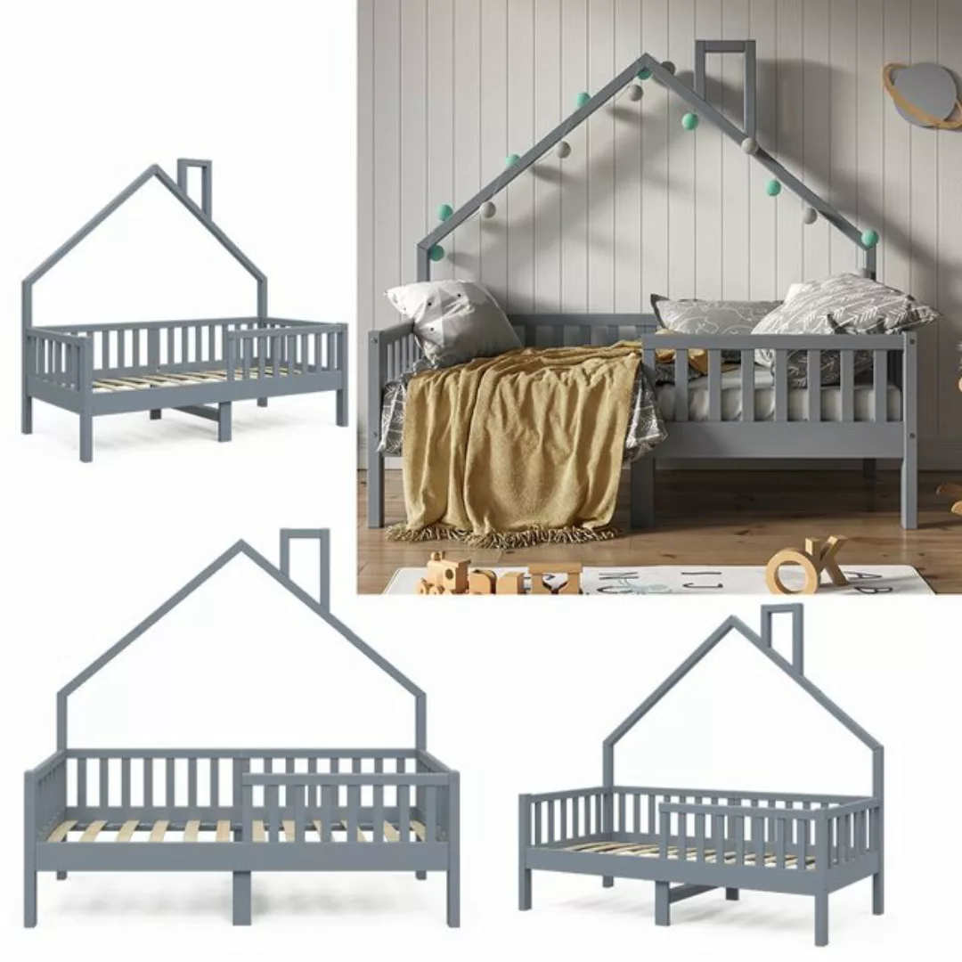 VitaliSpa® Hausbett Kinderbett Spielbett Noemi 80x160cm Anthrazit Matratze günstig online kaufen