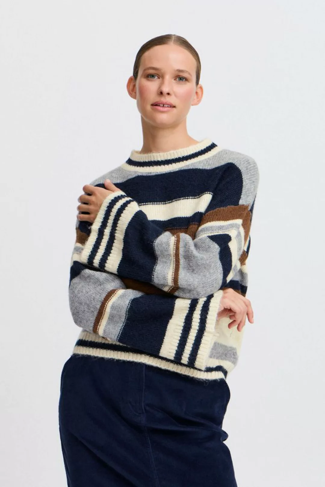 b.young Strickpullover BYOKSANA STRIPED JUMPER - bequemer Rundhalspullover günstig online kaufen