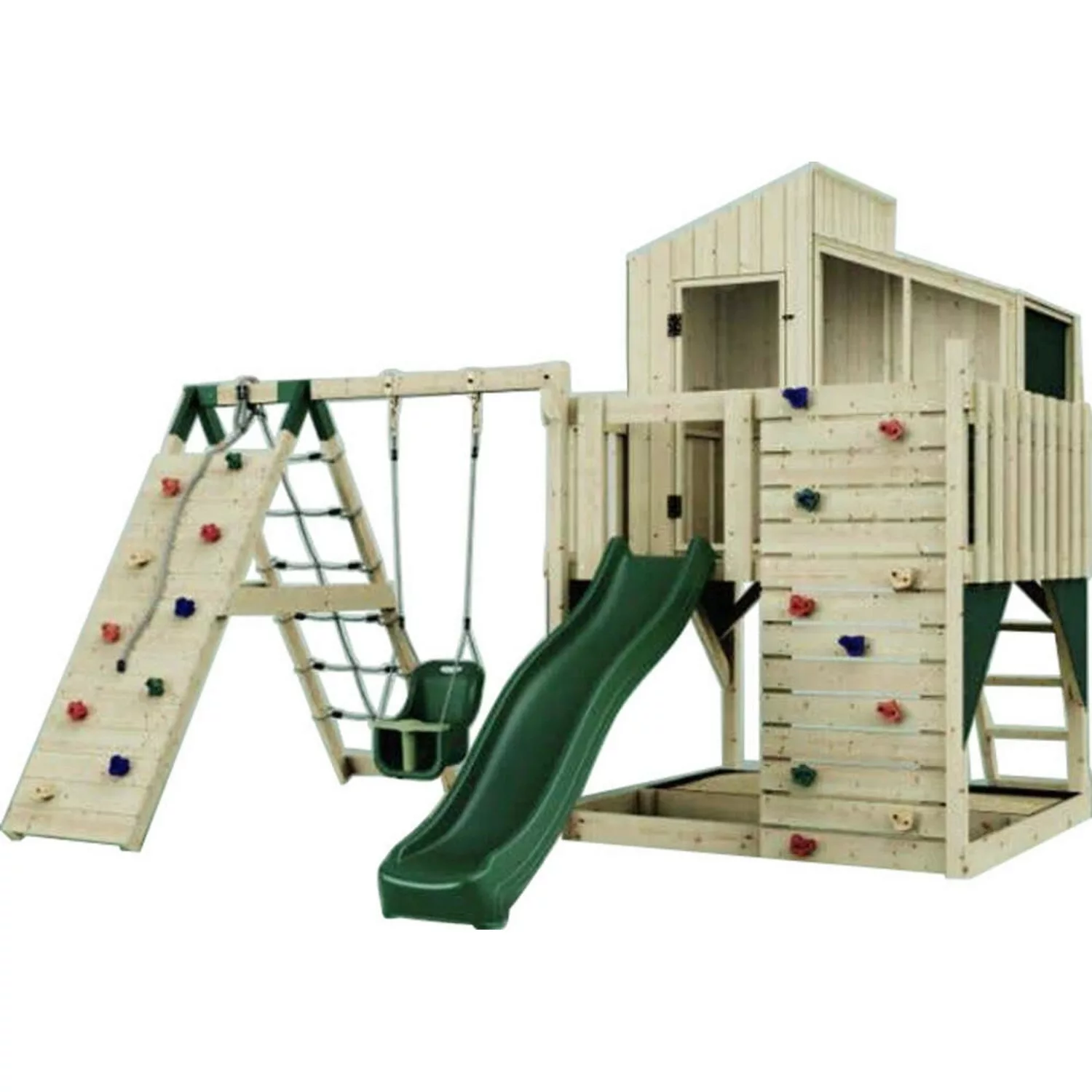 PolarPlay Spielturm Julie Babyschaukel Kletterwand Rutsche Grün günstig online kaufen