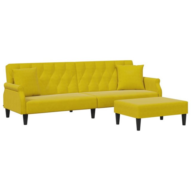 vidaXL Sofa Schlafsofa 2-Sitzer mit Kissen und Fußhocker Gelb Samt günstig online kaufen