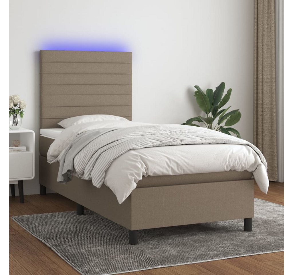 vidaXL Boxspringbett Boxspringbett mit Matratze LED Taupe 100x200 cm Stoff günstig online kaufen