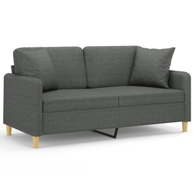 vidaXL Sofa, 2-Sitzer-Sofa mit Zierkissen Dunkelgrau 140 cm Stoff günstig online kaufen