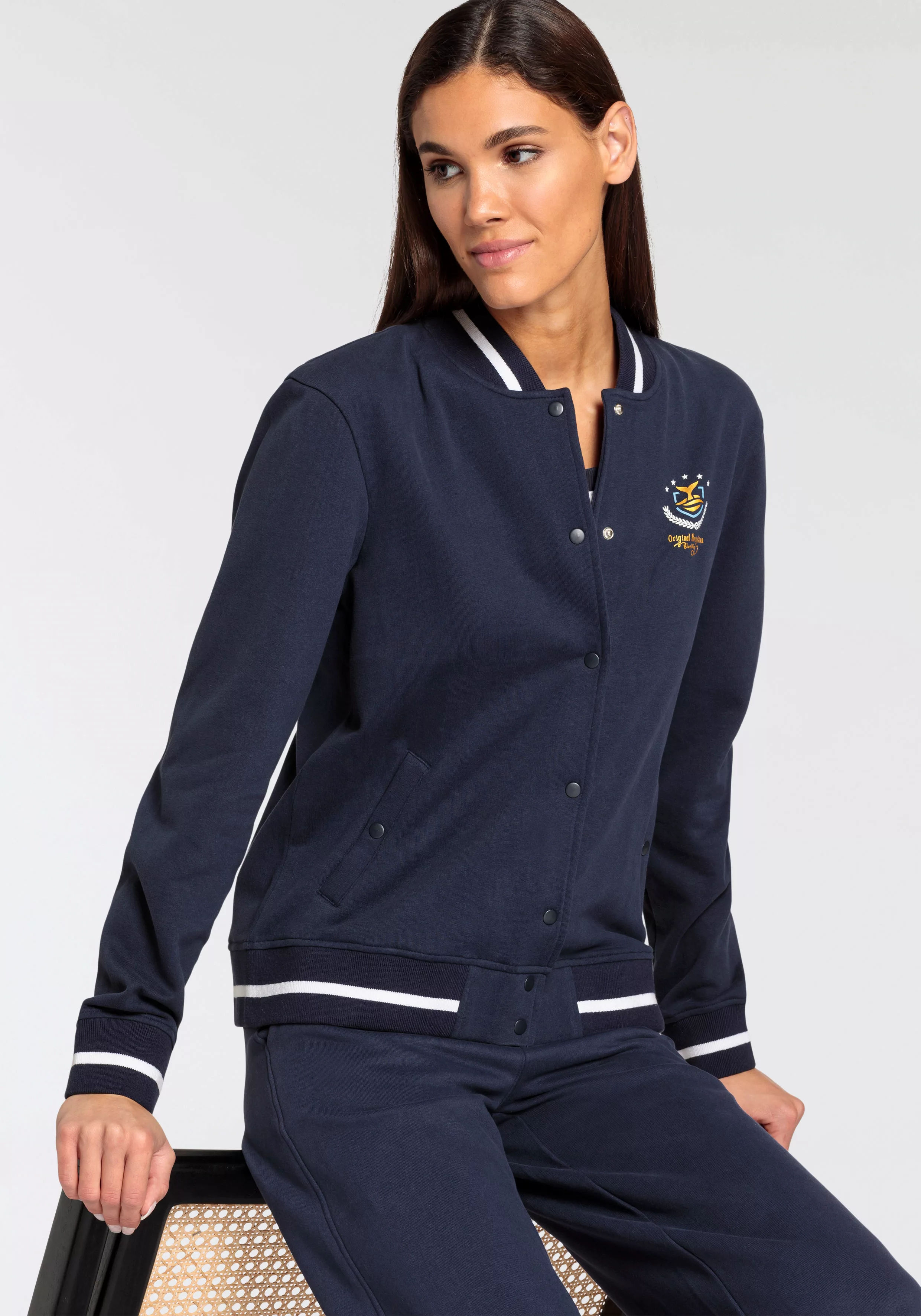 DELMAO Sweatshirt -Jacke mit Druckknöpfen im sportiven Stil günstig online kaufen