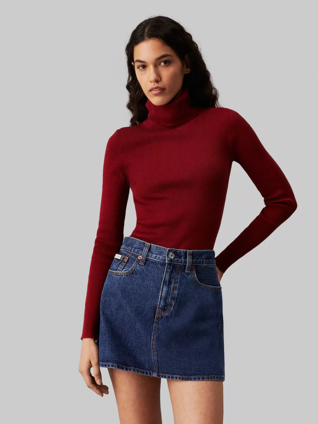 Calvin Klein Jeans Rollkragenpullover "WOVEN LABEL ROLL NECK SWEATER", mit günstig online kaufen