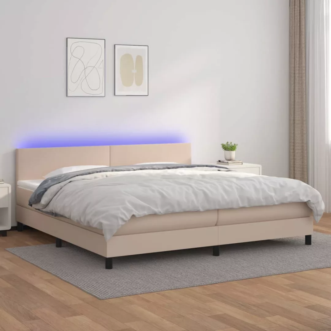 vidaXL Bettgestell Boxspringbett mit Matratze LED Cappuccino-Braun 200x200c günstig online kaufen