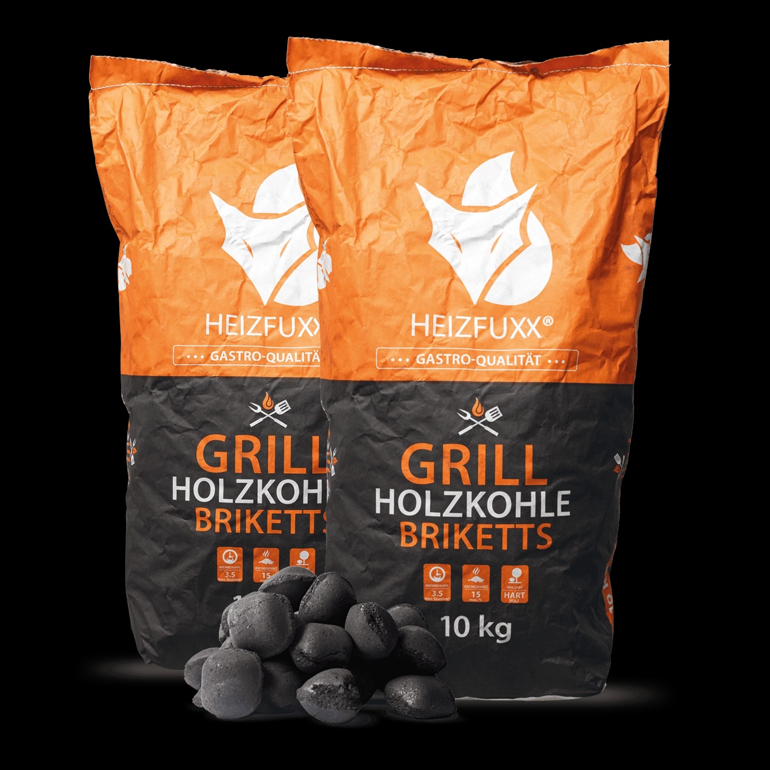 Heizfuxx Grillholzkohlebriketts 10kg x 2 Sack 20kg günstig online kaufen