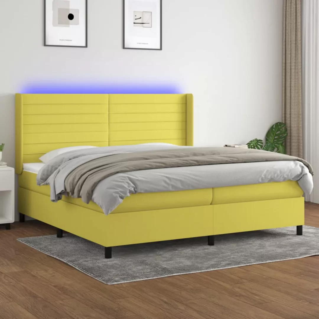 Vidaxl Boxspringbett Mit Matratze & Led Grün 200x200 Cm Stoff günstig online kaufen