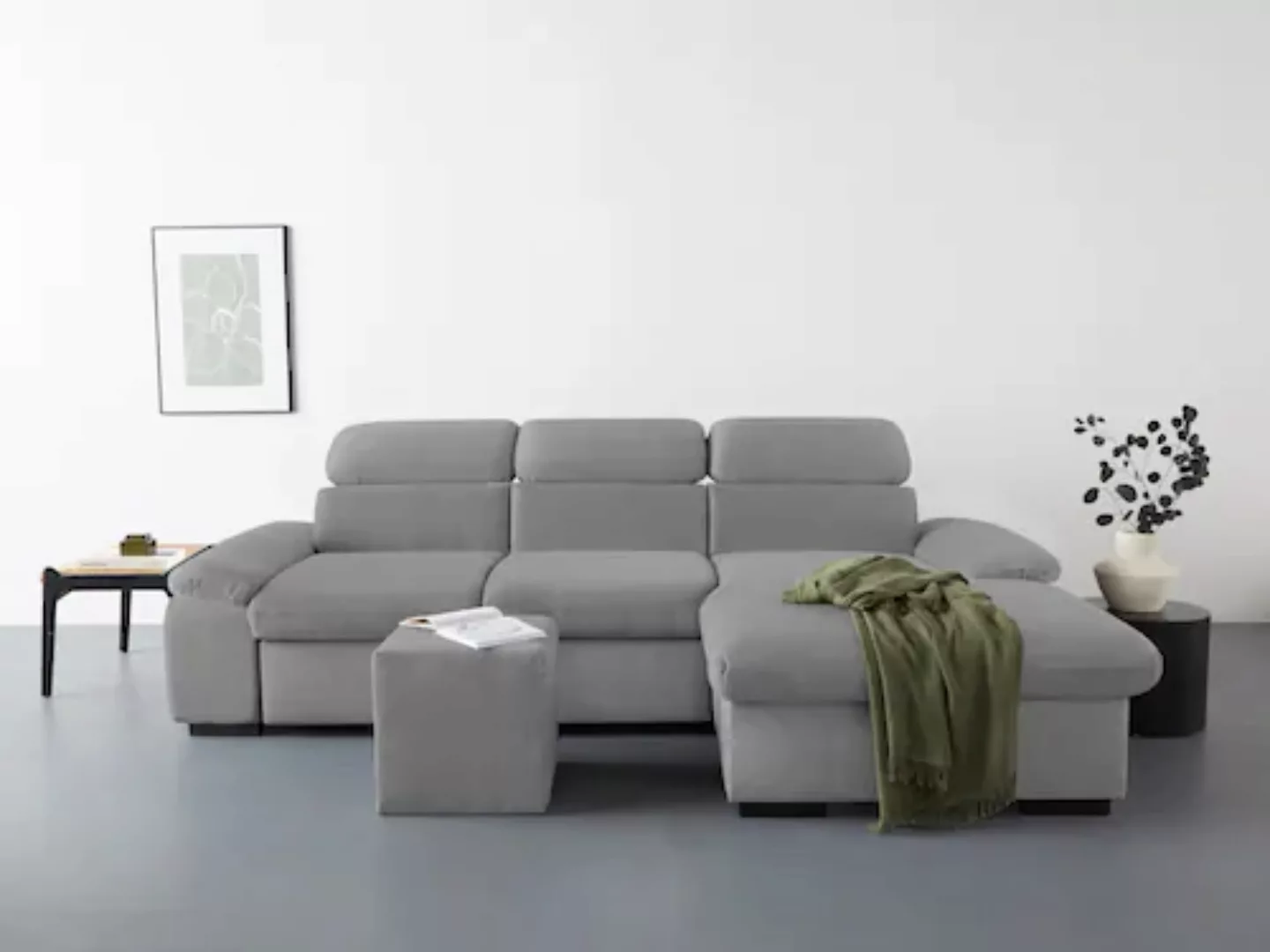 COTTA Ecksofa "Lola L-Form", (Set, mit Hocker), mit Hocker & Kopfteilfunkti günstig online kaufen