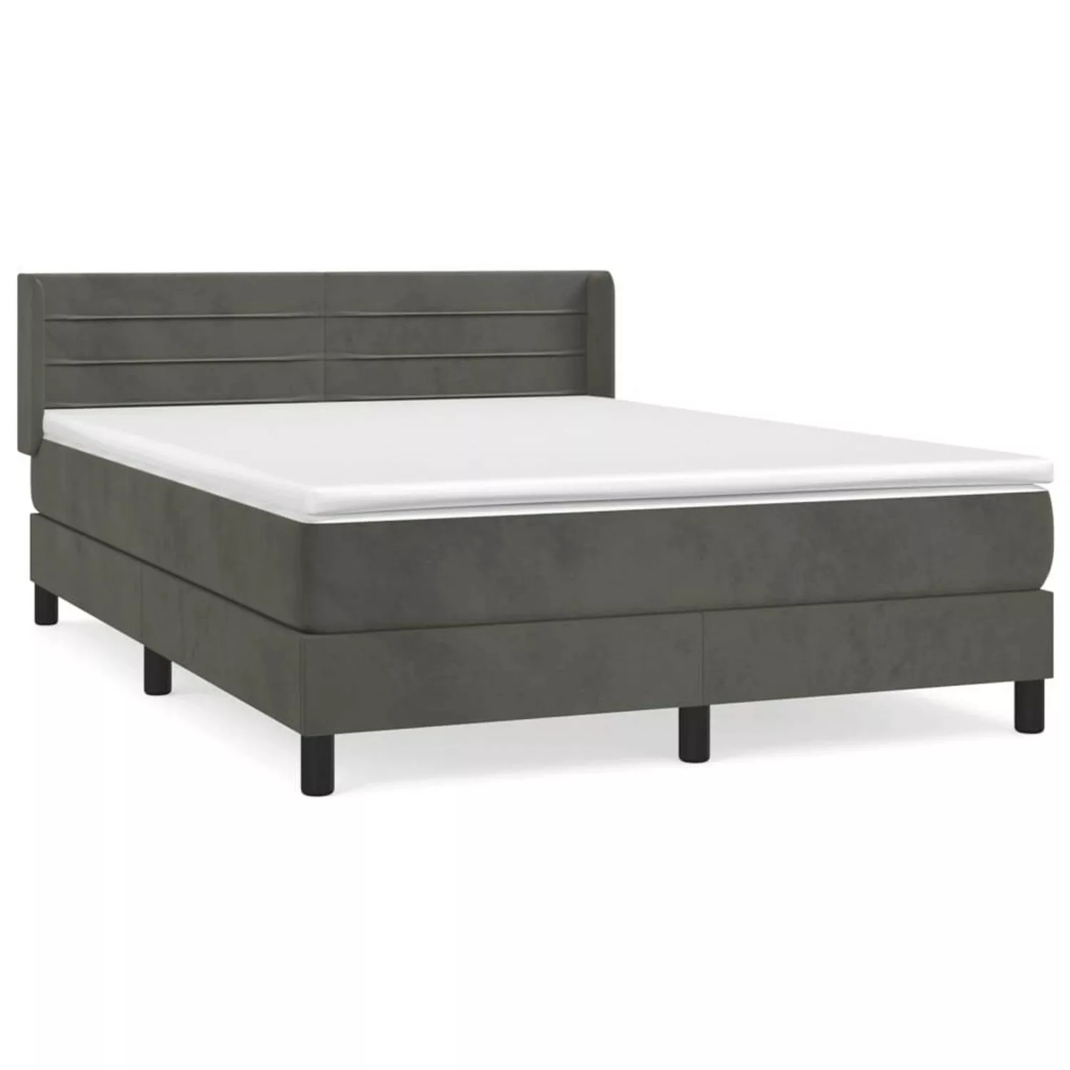 vidaXL Boxspringbett mit Matratze Dunkelgrau 140x200 cm Samt1376686 günstig online kaufen