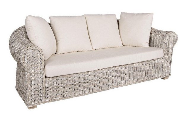 Natur24 Sofa Sofa Coba 204x96x80cm Rattan Sofa Couch Polster günstig online kaufen