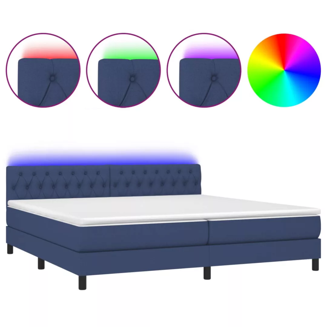 Vidaxl Boxspringbett Mit Matratze & Led Blau 200x200 Cm Stoff günstig online kaufen
