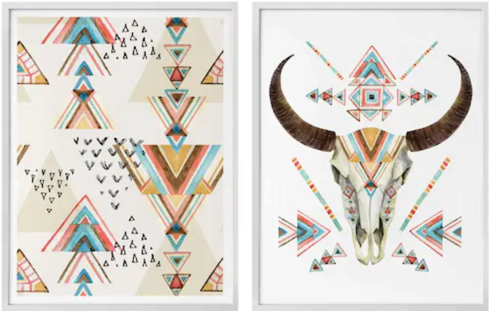 Wall-Art Poster "Boho Tribal Tipi Hirschgeweih Set", (Set, 2 St.), Collage günstig online kaufen