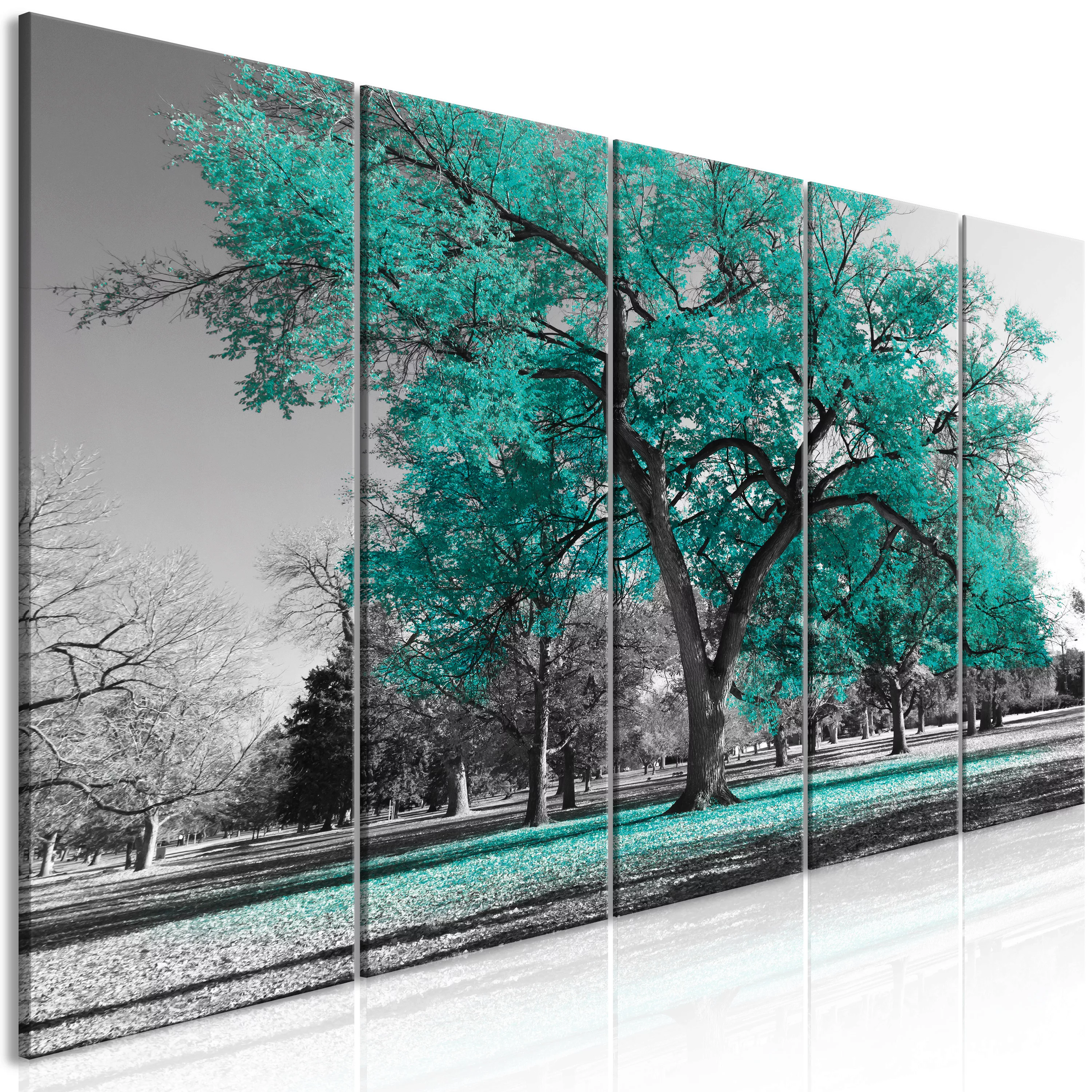 Wandbild - Autumn In The Park (5 Parts) Narrow Turquoise günstig online kaufen