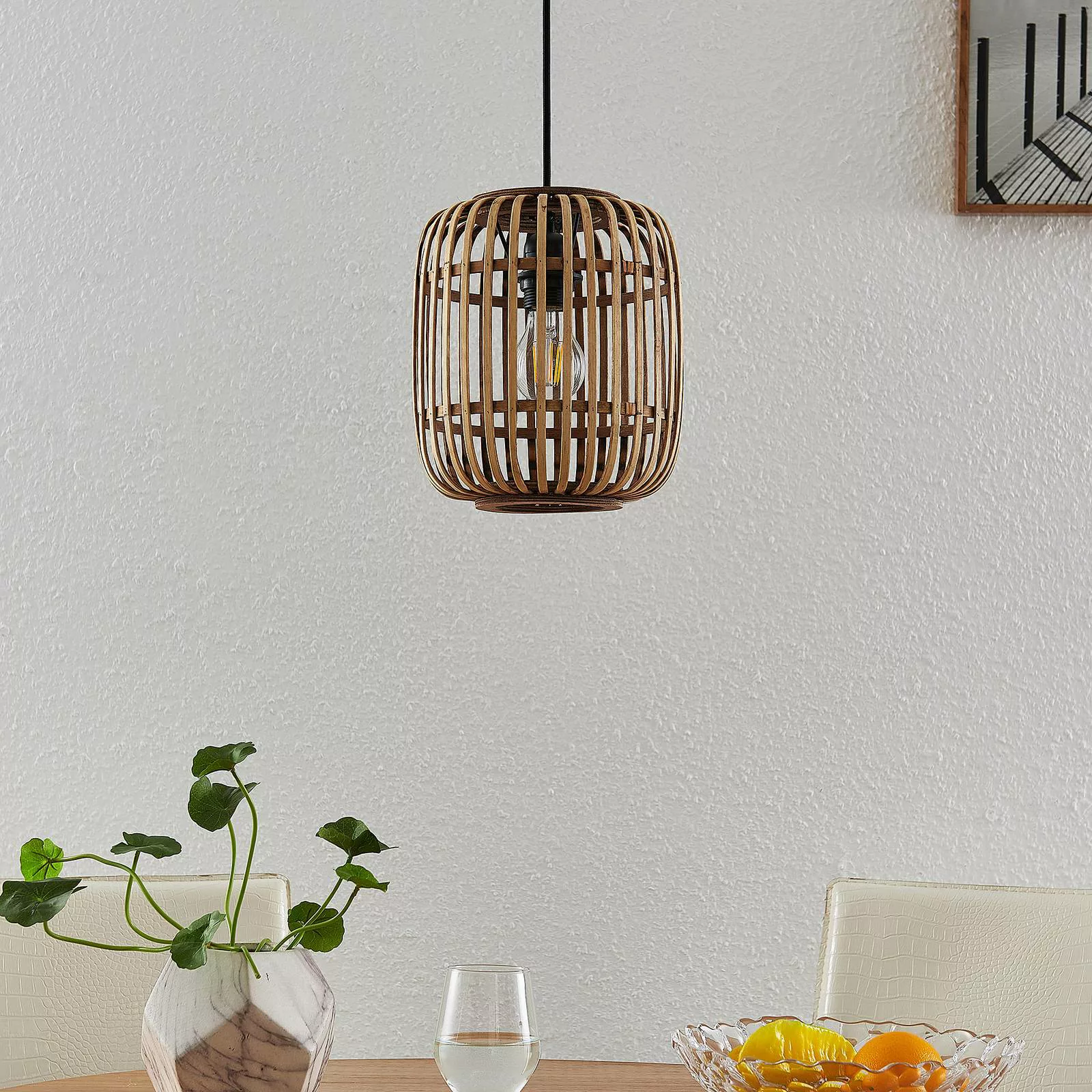 Lindby Hängeleuchte Canyana, natur, Rattan, Ø 22 cm günstig online kaufen