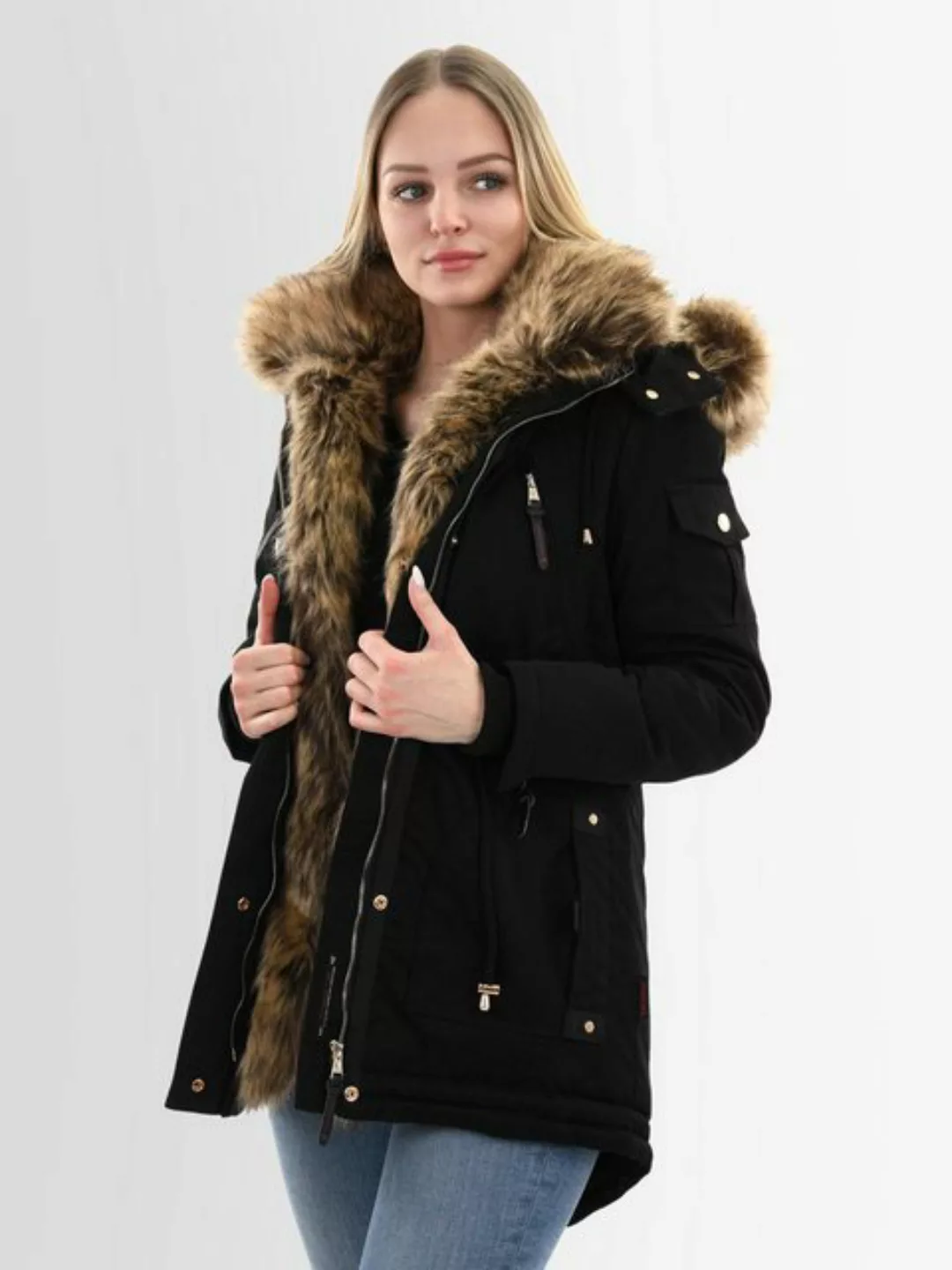 Navahoo Winterjacke Daria Winterjacke mit voluminösem Kunstfellkragen günstig online kaufen