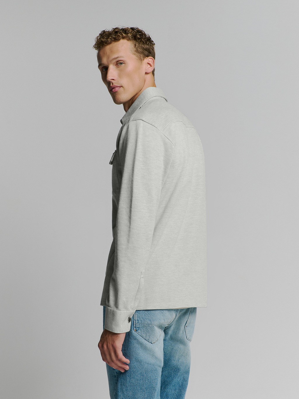 NO EXCESS Langarmhemd "No Excess Sweat Overshirt mit Knopfverschluss" günstig online kaufen
