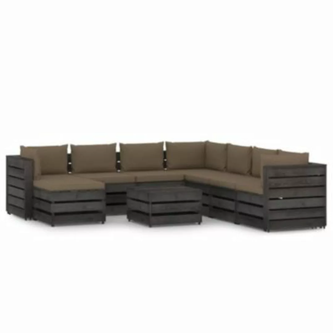 vidaXL 9-tlg. Garten-Lounge-Set mit Kissen Grau Imprägniertes Holz Garten-L günstig online kaufen