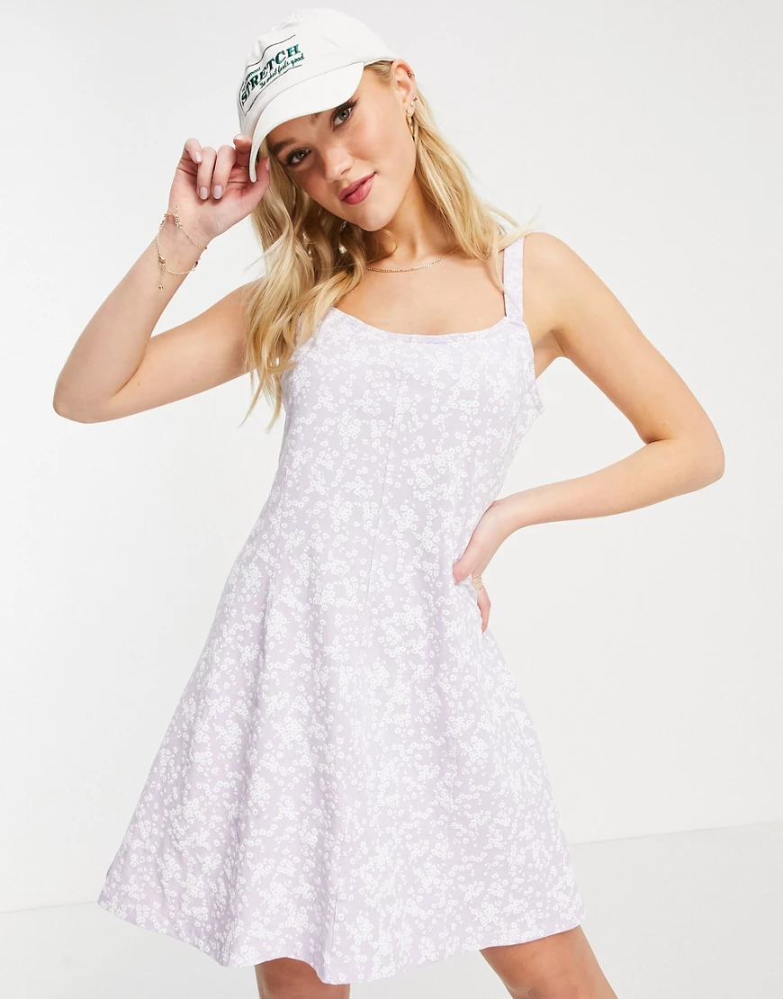 Cotton On – Durchgeknöpftes Kleid mit Riemchenträgern und Blümchenmuster in günstig online kaufen