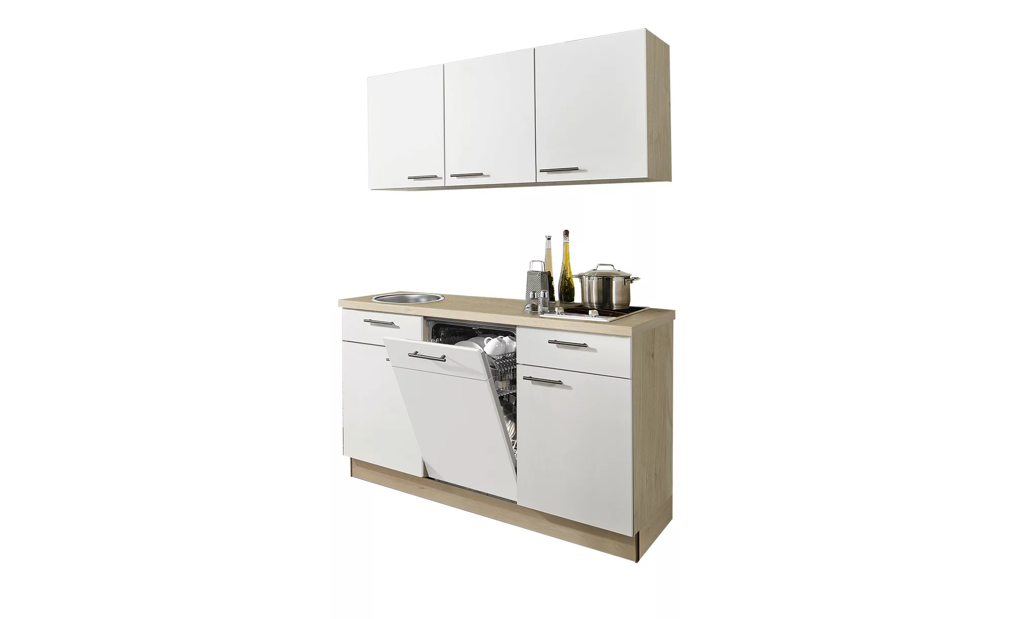 Küchenzeile mit Elektrogeräten  Zwolle - weiß - 145 cm - Sconto günstig online kaufen