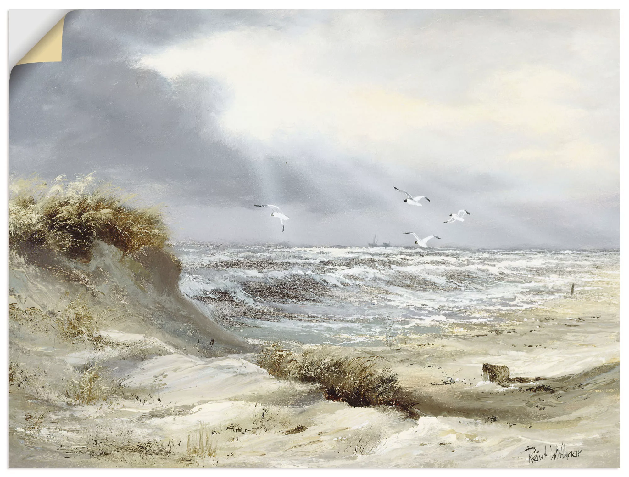 Artland Wandbild "Dünen an der stürmischen See", Küste, (1 St.), als Leinwa günstig online kaufen