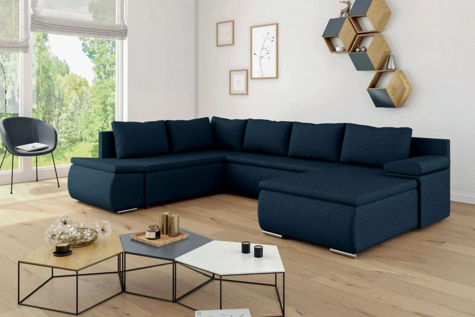 99rooms Wohnlandschaft Nessi, Sofa, U-Form, Wellenfederung günstig online kaufen