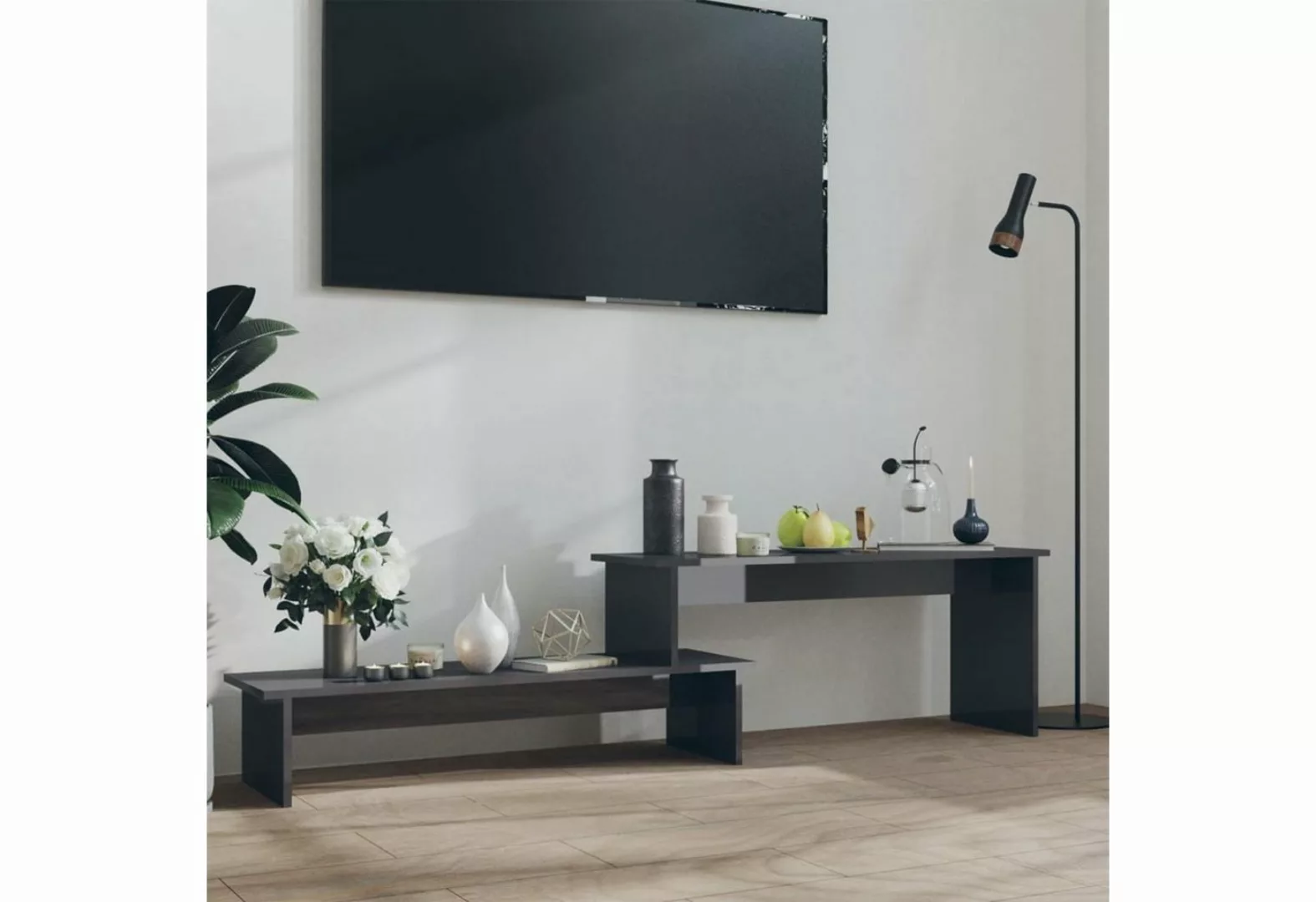 vidaXL TV-Schrank TV-Schrank Hochglanz-Grau 180x30x43 cm Spanplatte Lowboar günstig online kaufen