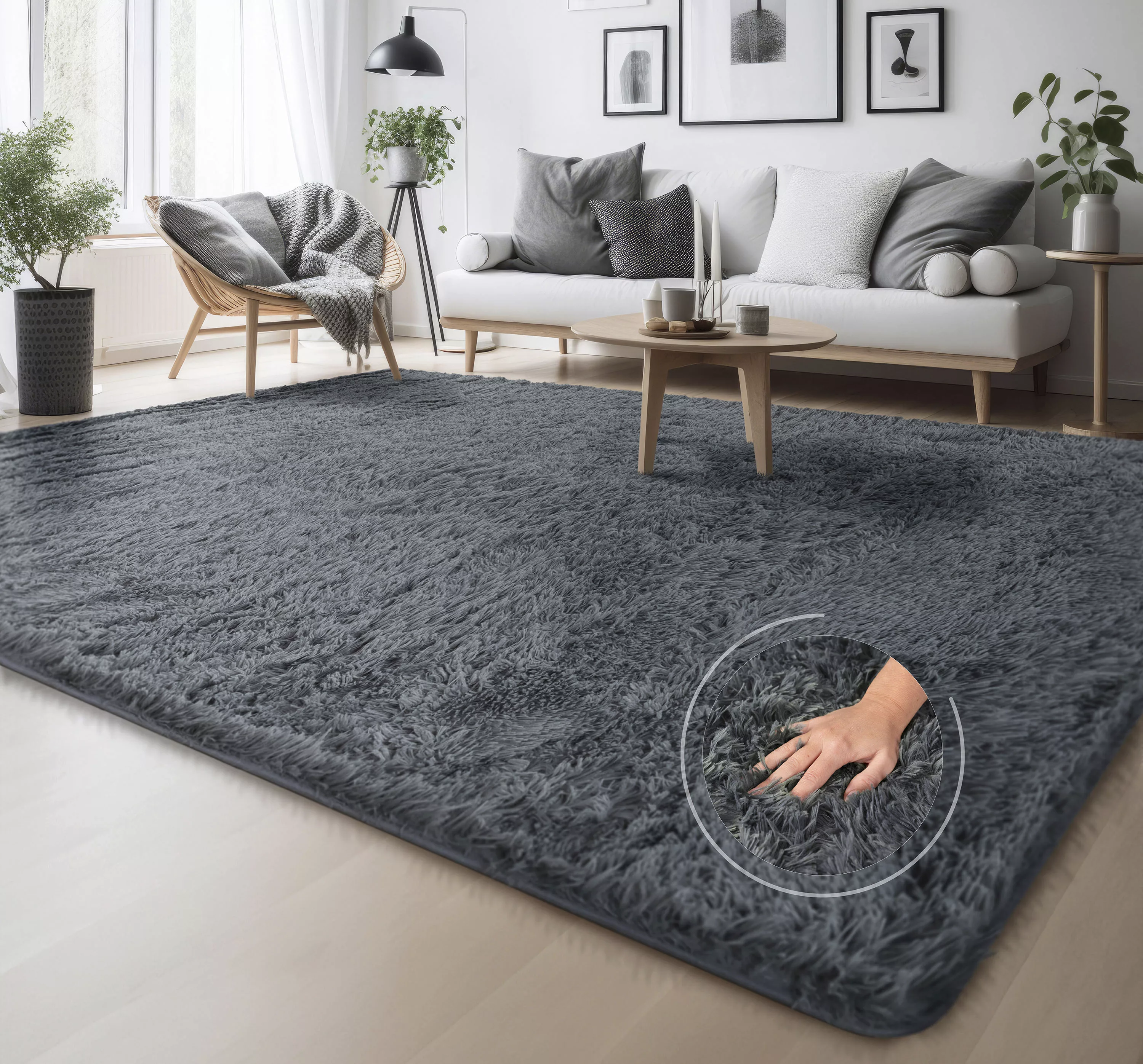 Home affaire Hochflor-Teppich »Serville«, rechteckig, Kuschelteppich, Uni F günstig online kaufen