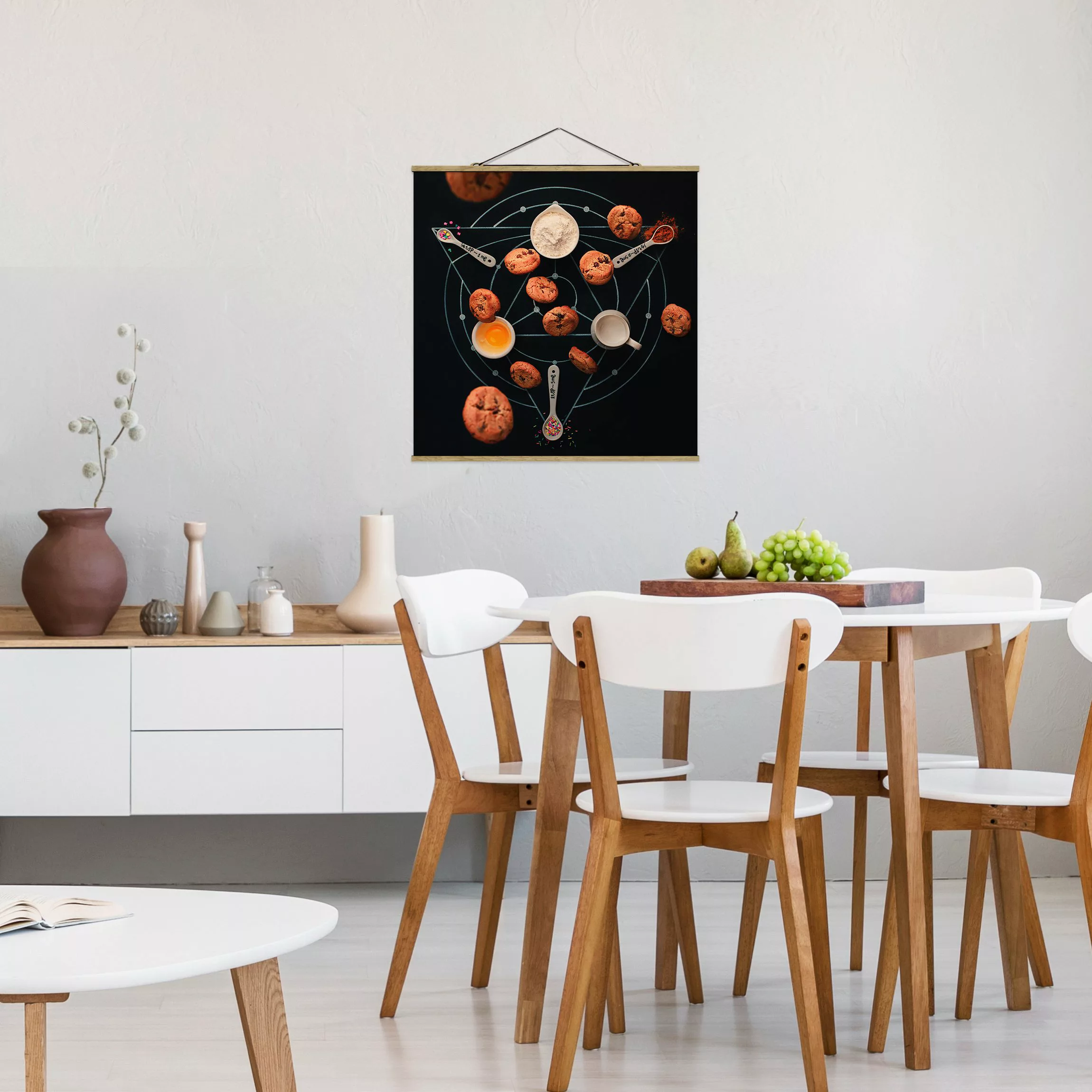 Stoffbild Küche mit Posterleisten - Quadrat Alchemie des Backens günstig online kaufen