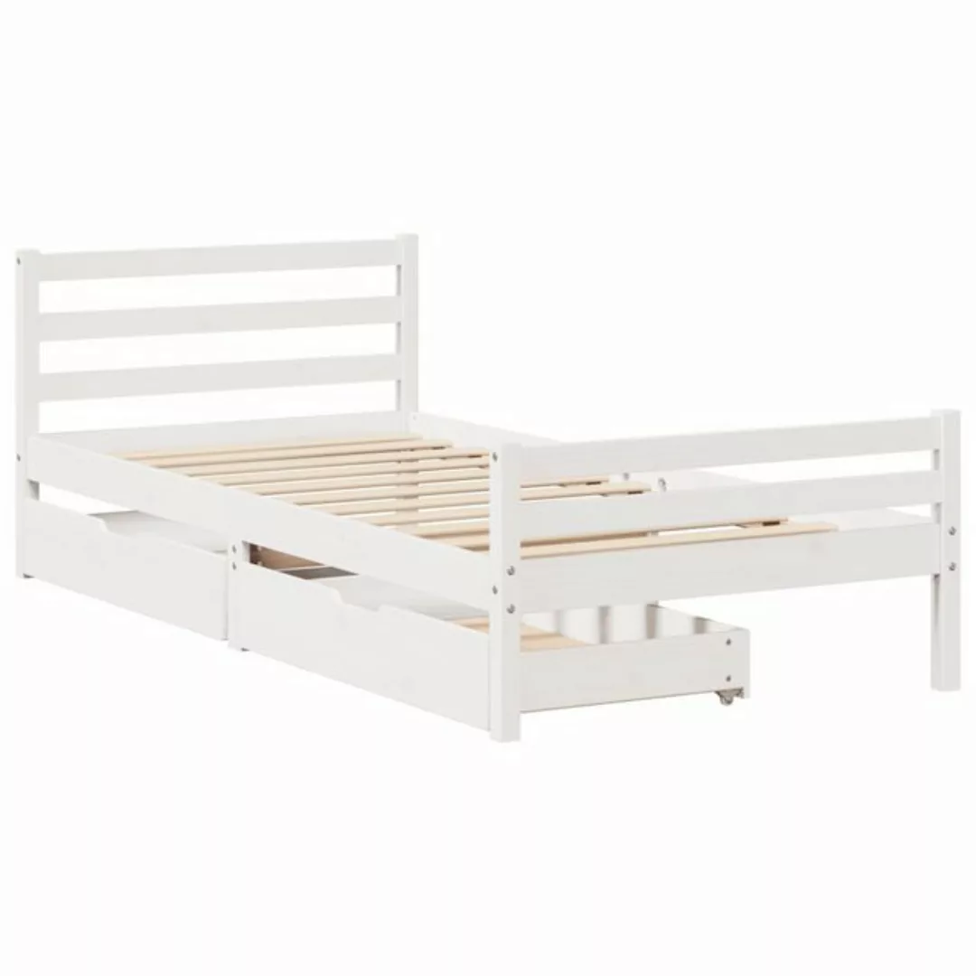 vidaXL Bett Massivholzbett ohne Matratze Weiß 100x200 cm Kiefernholz günstig online kaufen