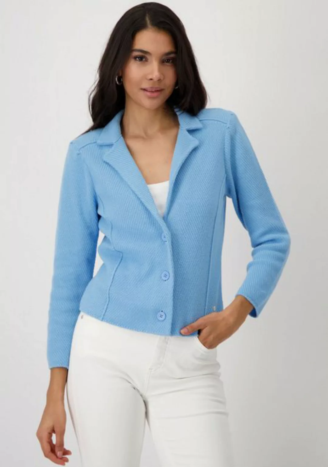 Monari Strickjacke Jacke Basic Strickblazer Leicht tailliert mit Ziernähten günstig online kaufen